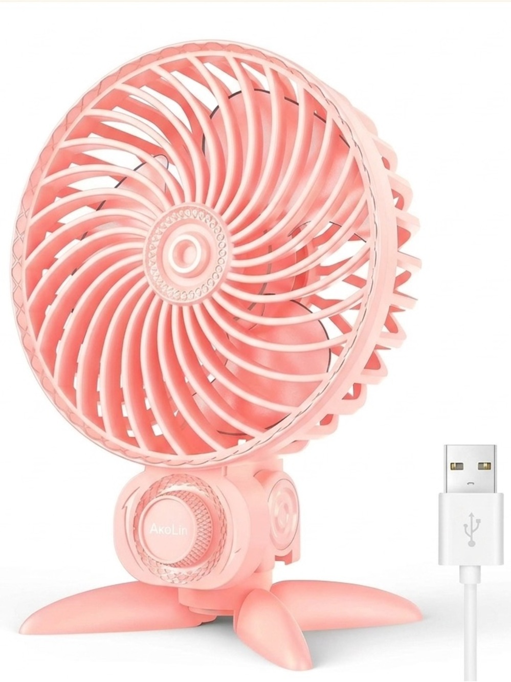 * NEW Pink USB Rechargeable Mini Desk Fan